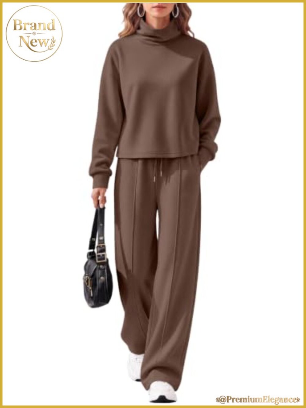 Womens Mock Neck Sweatsuit 2 Piece Modal Blend Lounge Set Wide Leg Travel